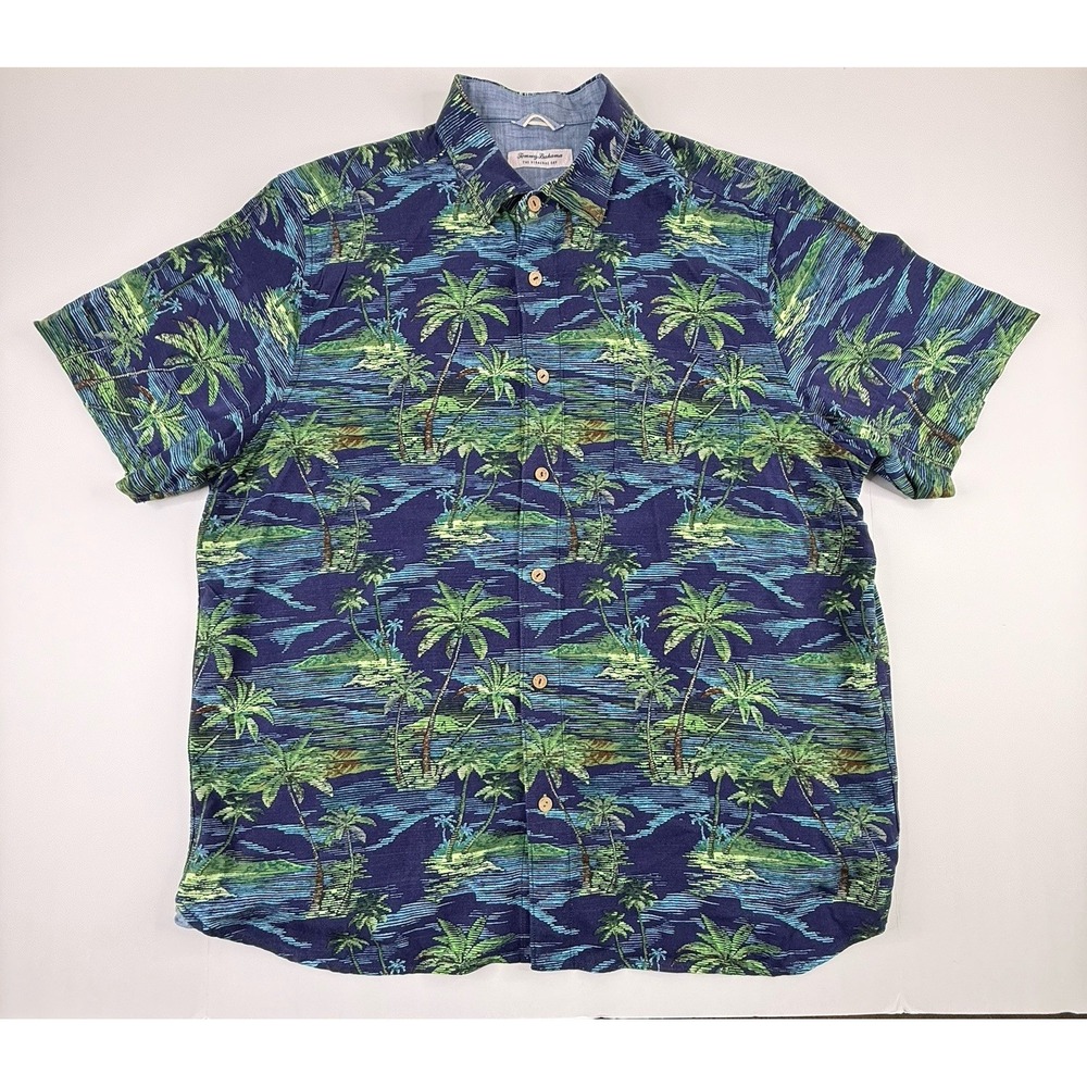 Tommy Bahama The Veracruz Cay Hawaiian Camp Shirt Palm Trees AOP Mens XLT